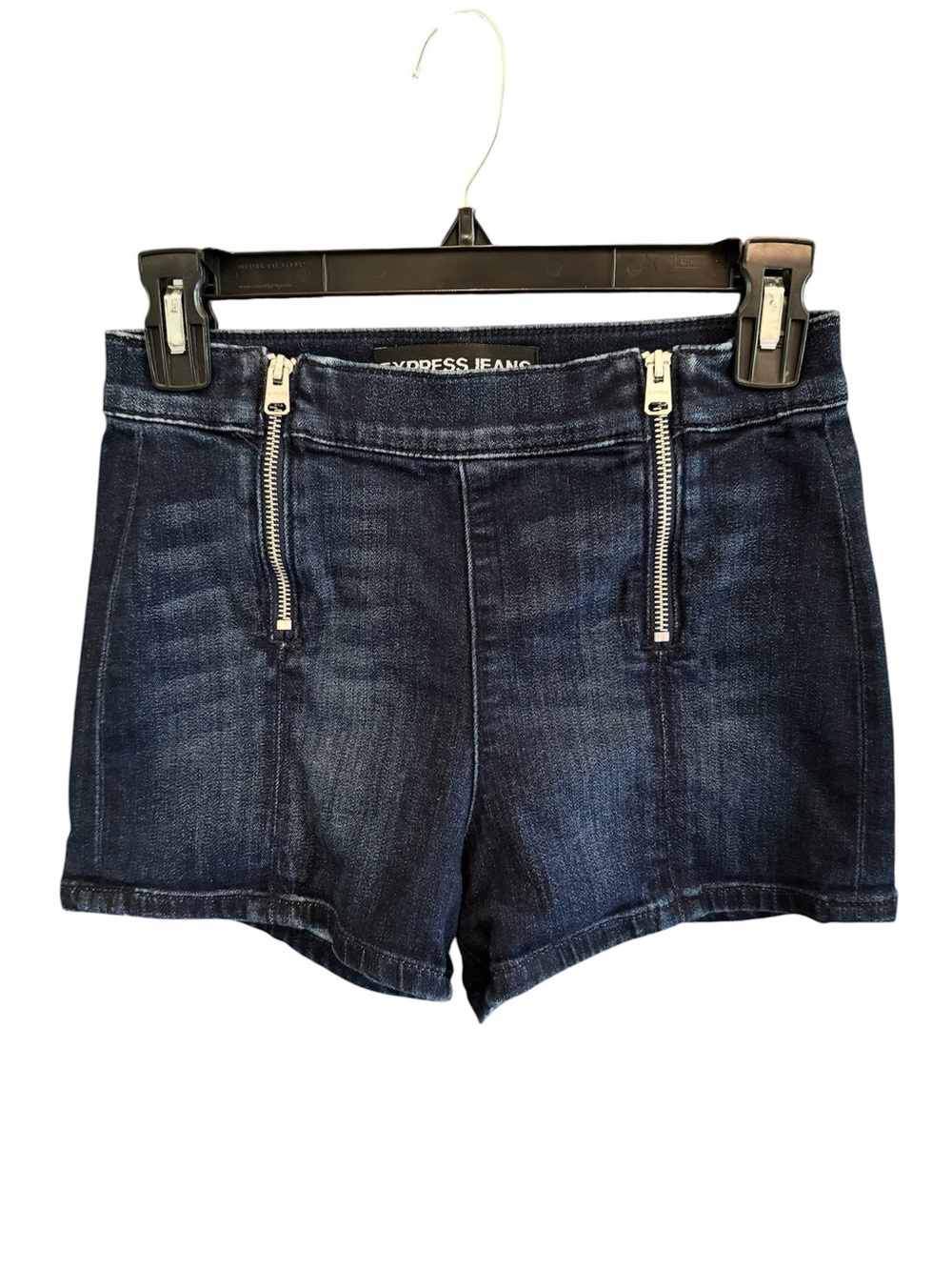 Express Womens Dark Blue Denim Zip-Accent Shorts